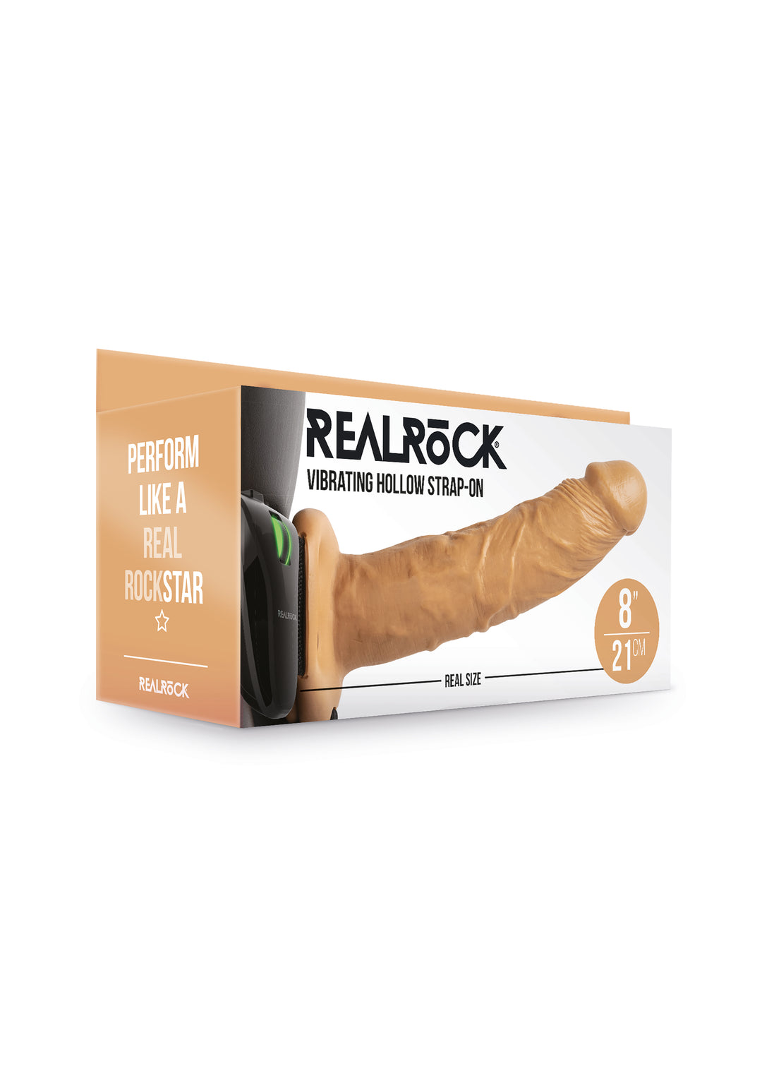 RealRock - Vibrierender, hohler Strap-On 20,50cm braun