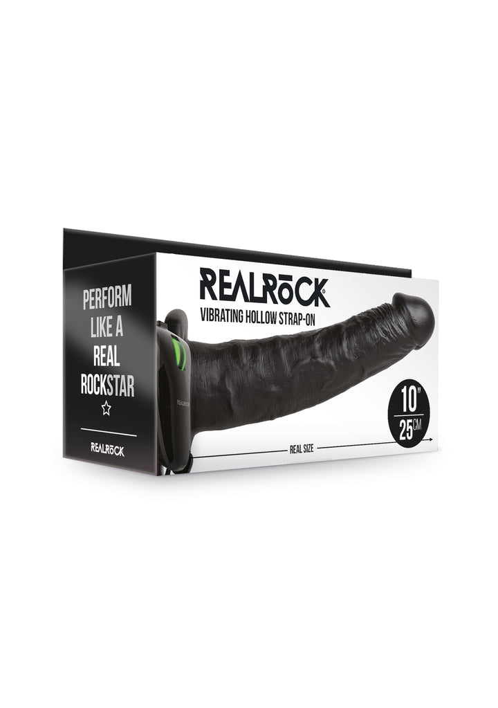 RealRock - Vibrierender, hohler Strap-On 24,50cm schwarz