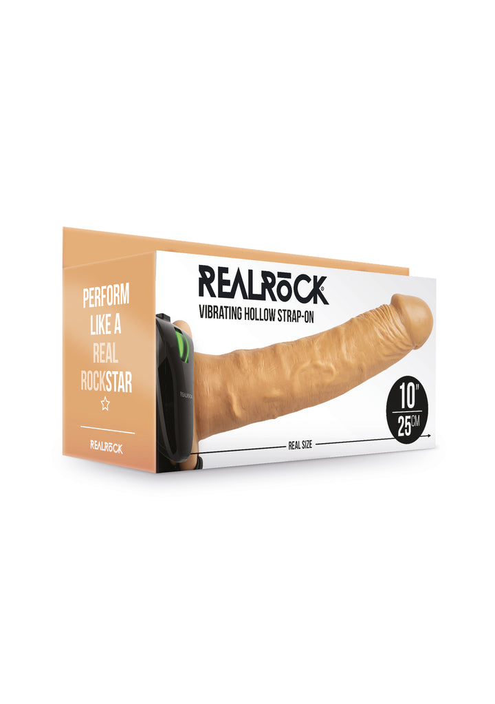 RealRock - Vibrierender, hohler Strap-On 24,50cm braun