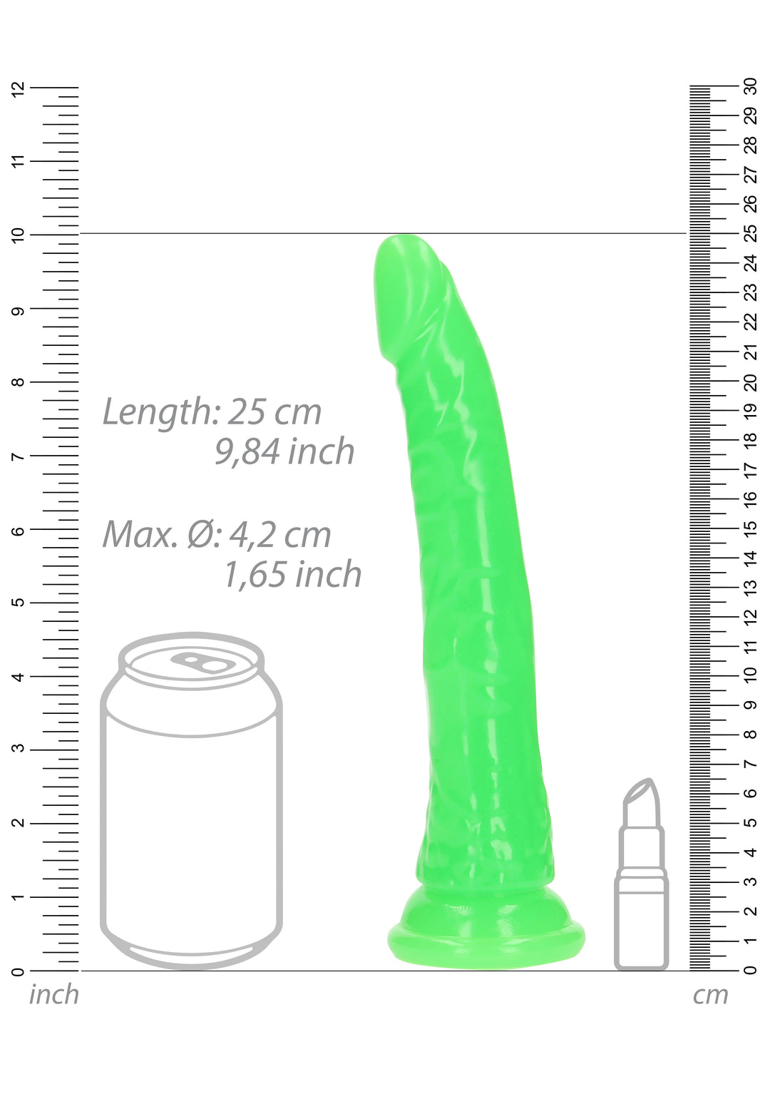 RealRock - Glow in the Dark Dildo 25,00cm neongrün