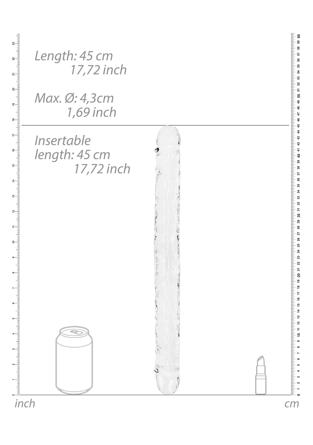 RealRock - Doppeldildo 45,00 cm klar