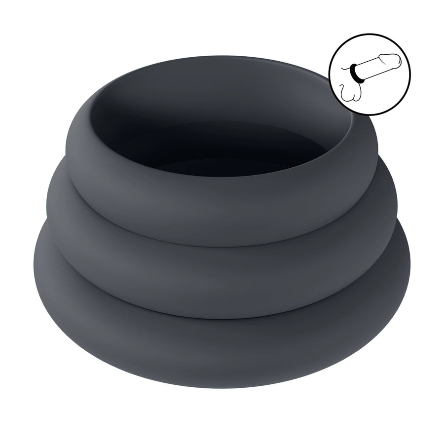 Levelz - Wide O Silikon Penisring Set S/M/L schwarz