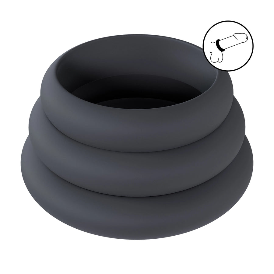 Levelz - Wide O Silikon Penisring Set L/XL/XXL schwarz