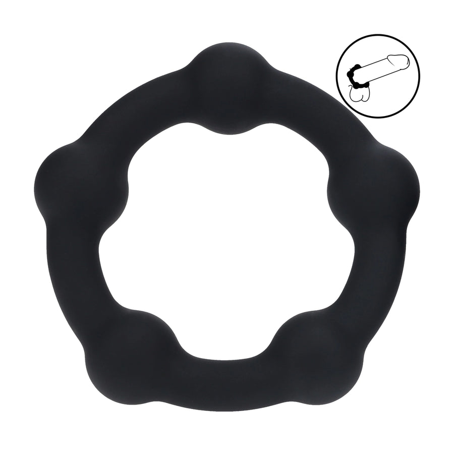 Levelz - Perlen Silikon Penisring L 45mm schwarz