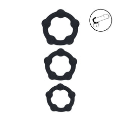 Levelz - Perlen Silikon Penisring Set S/M/L schwarz