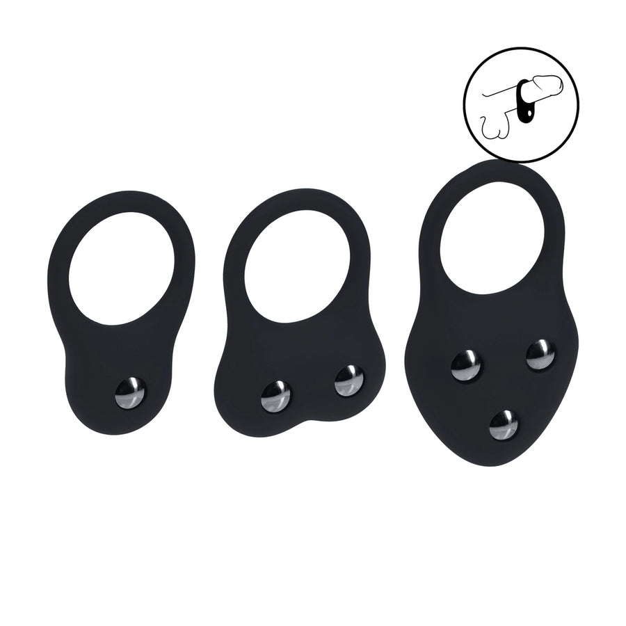 Levelz - Trainings-Penisring Set mit 3 Ringen S/M/L schwarz