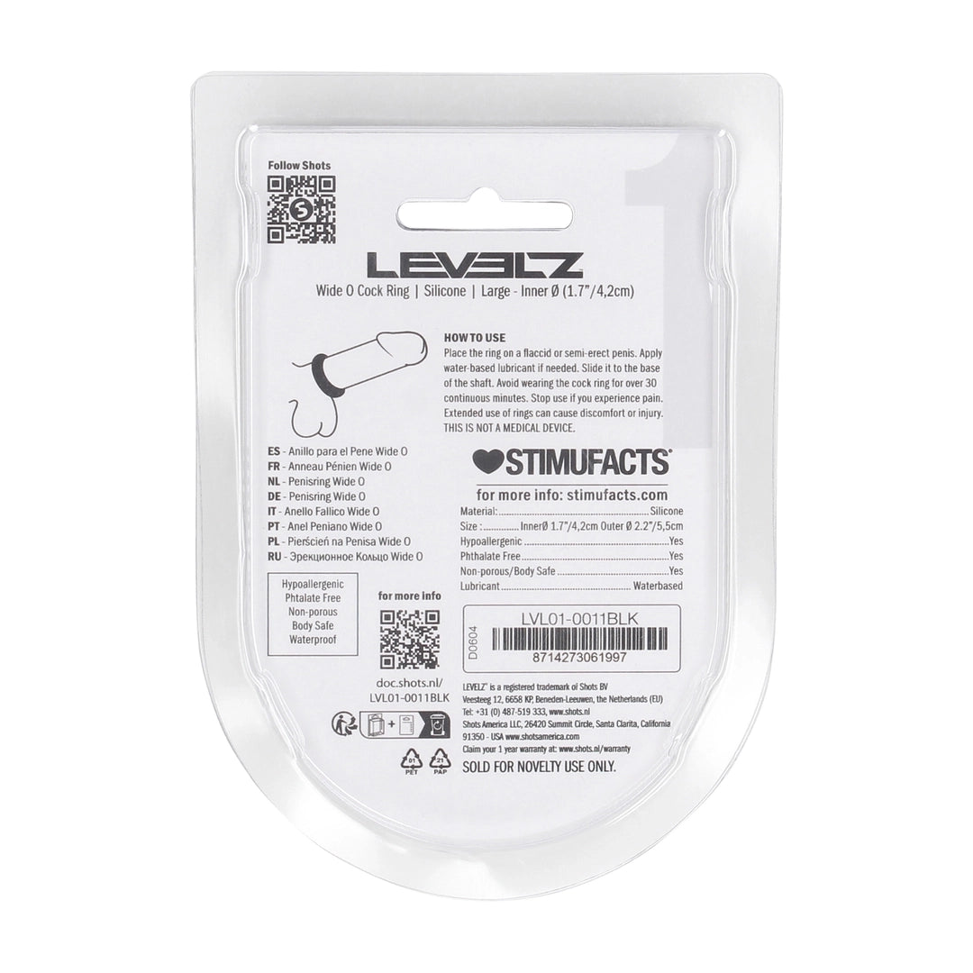 Levelz - Wide O Silikon Penisring L 42mm schwarz