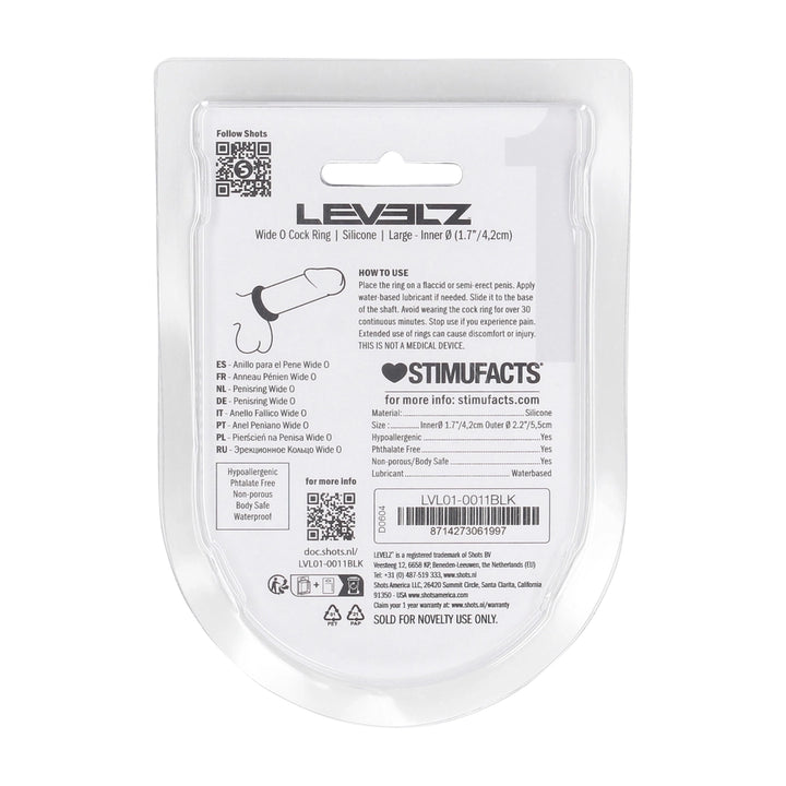Levelz - Wide O Silikon Penisring L 42mm schwarz