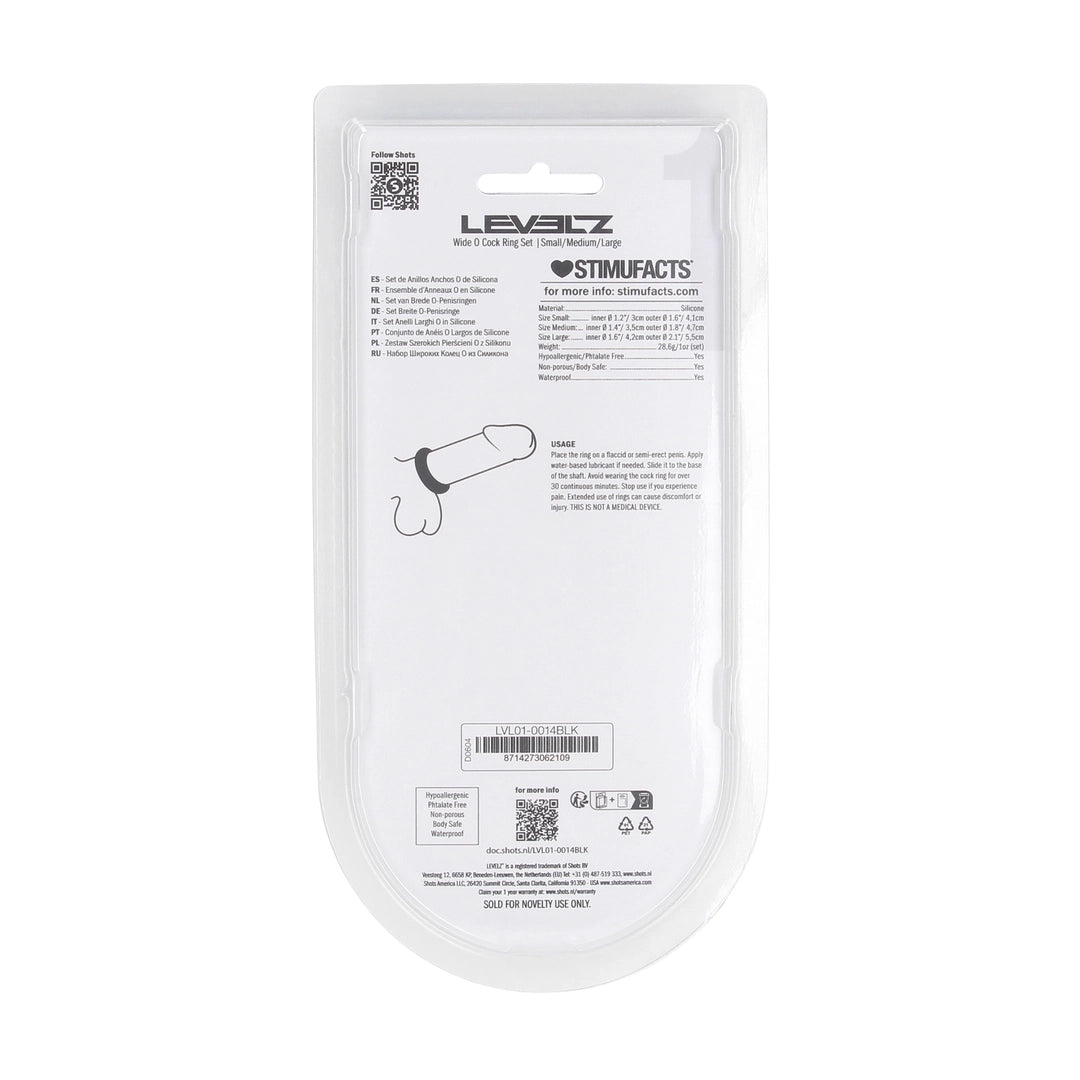 Levelz - Wide O Silikon Penisring Set S/M/L schwarz
