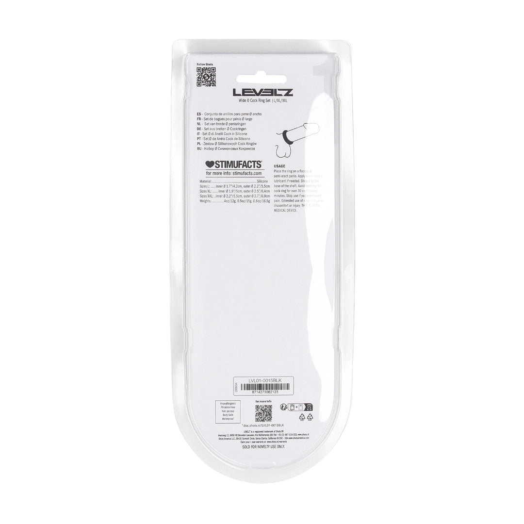 Levelz - Wide O Silikon Penisring Set L/XL/XXL schwarz
