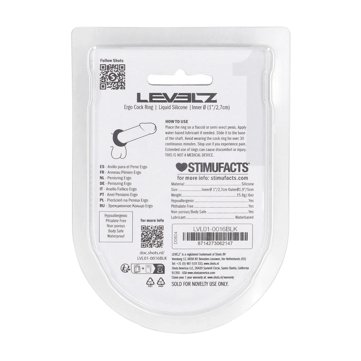 Levelz - Ergo Flüssigsilikon Penisring schwarz