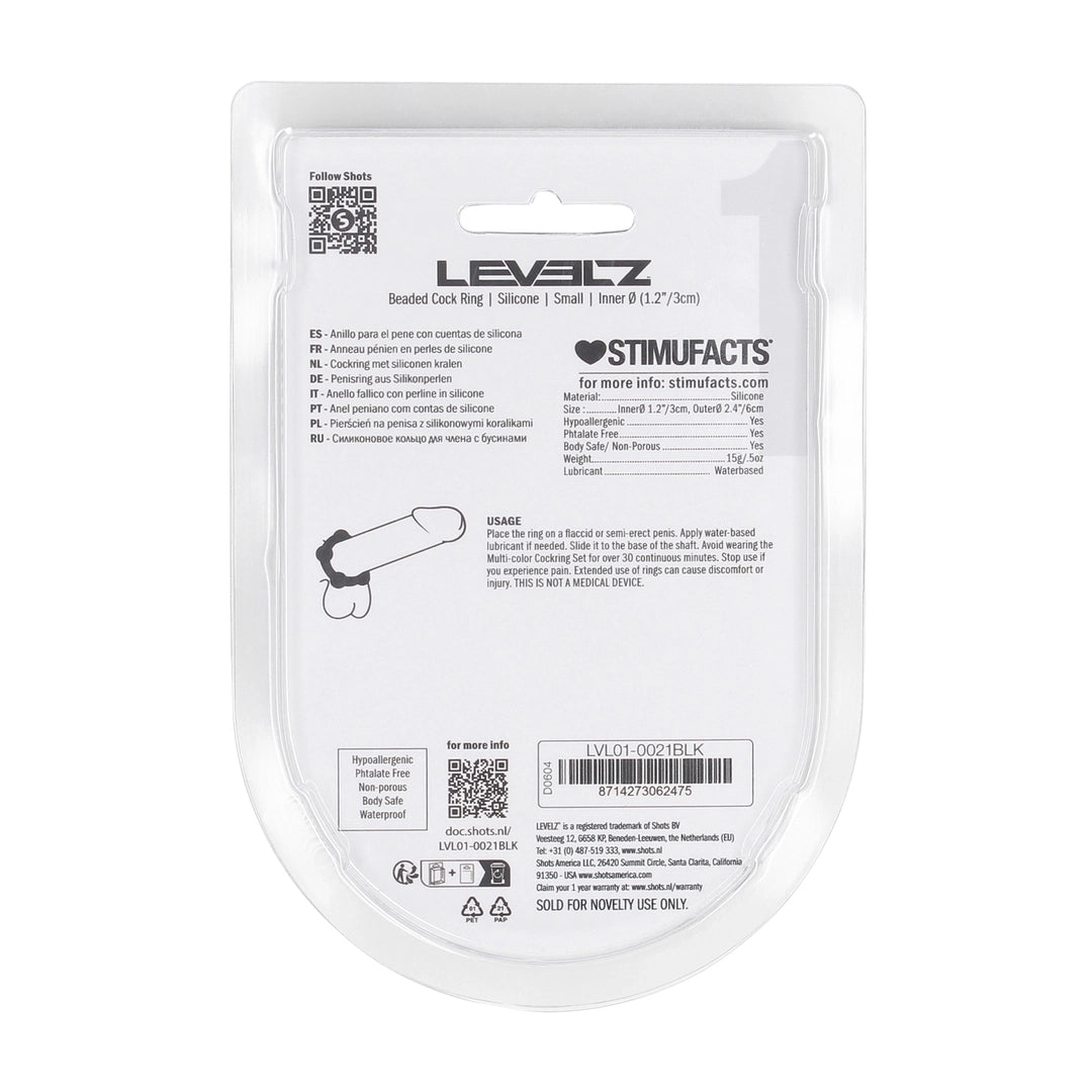 Levelz - Perlen Silikon Penisring S 30mm schwarz