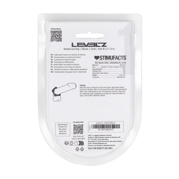 Levelz - Perlen Silikon Penisring S 30mm schwarz
