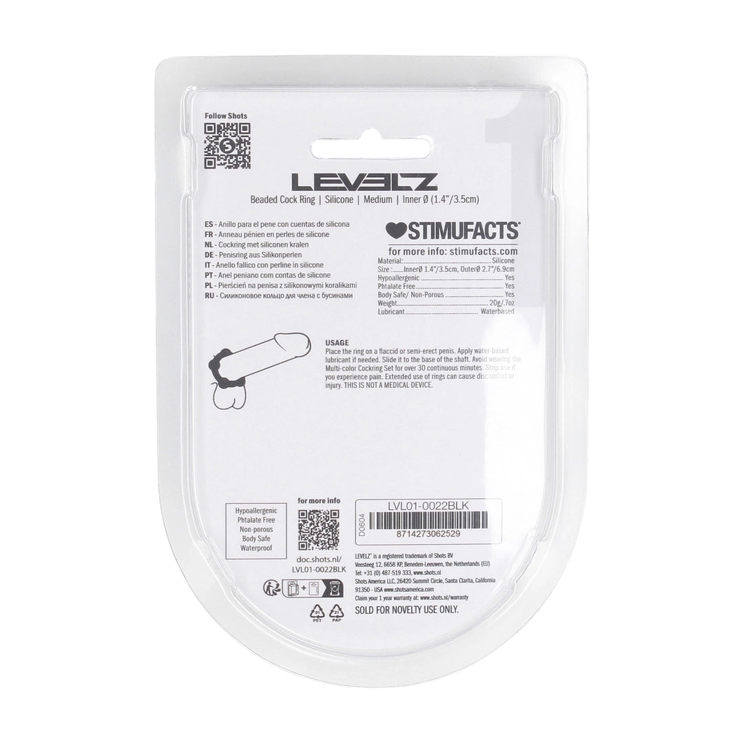 Levelz - Perlen Silikon Penisring M 35mm schwarz