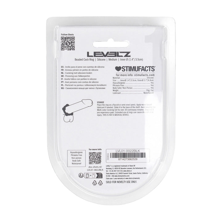 Levelz - Perlen Silikon Penisring M 35mm schwarz
