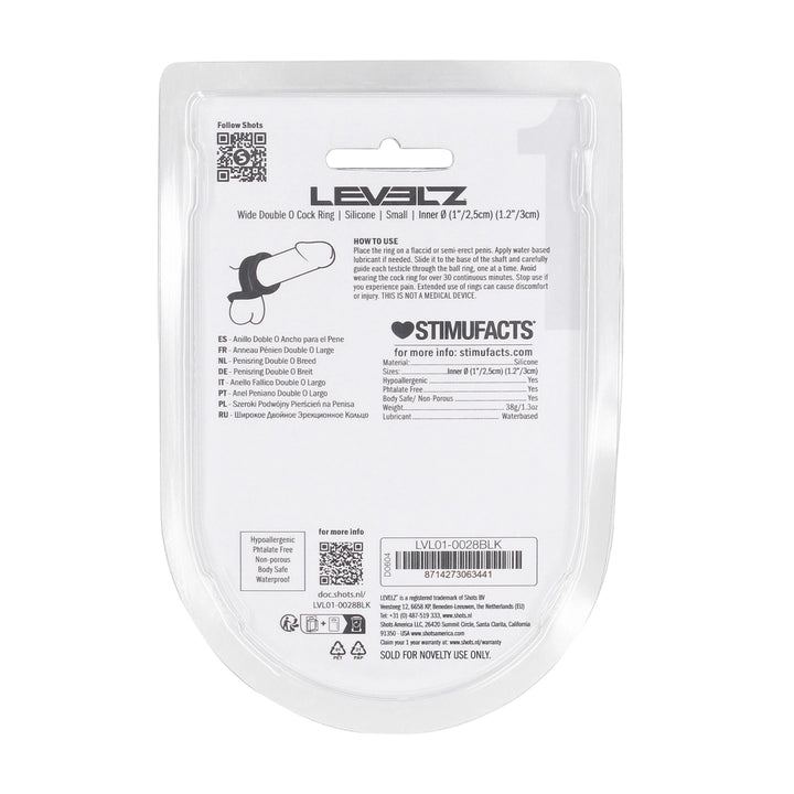 Levelz - Breiter Doppel-O Penisring S schwarz