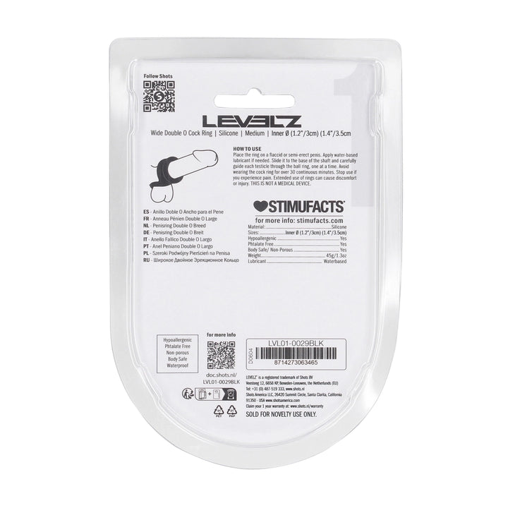 Levelz - Breiter Doppel-O Penisring M schwarz