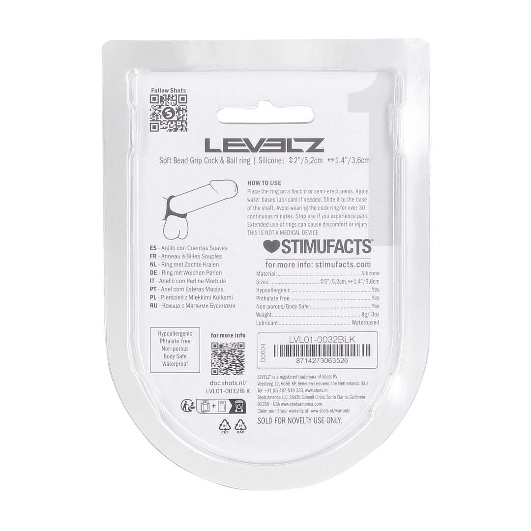 Levelz - Perlen Penis- und Hodenring schwarz