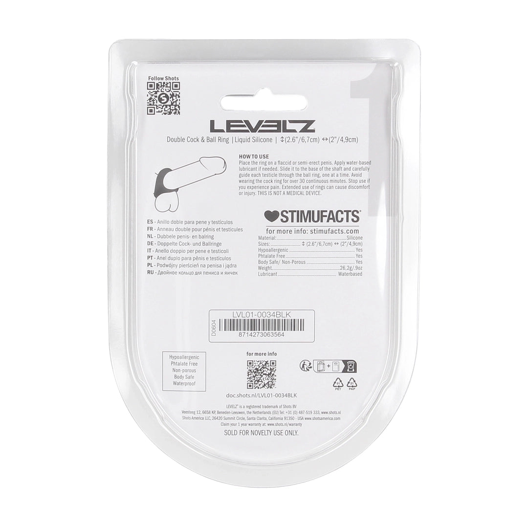 Levelz - Penis- und Hodenring "Liquid" schwarz