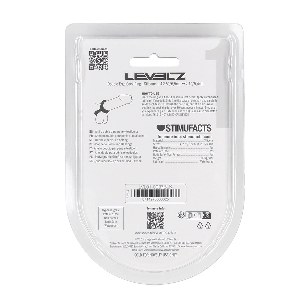 Levelz - Penis- und Hodenring "Ergo" schwarz