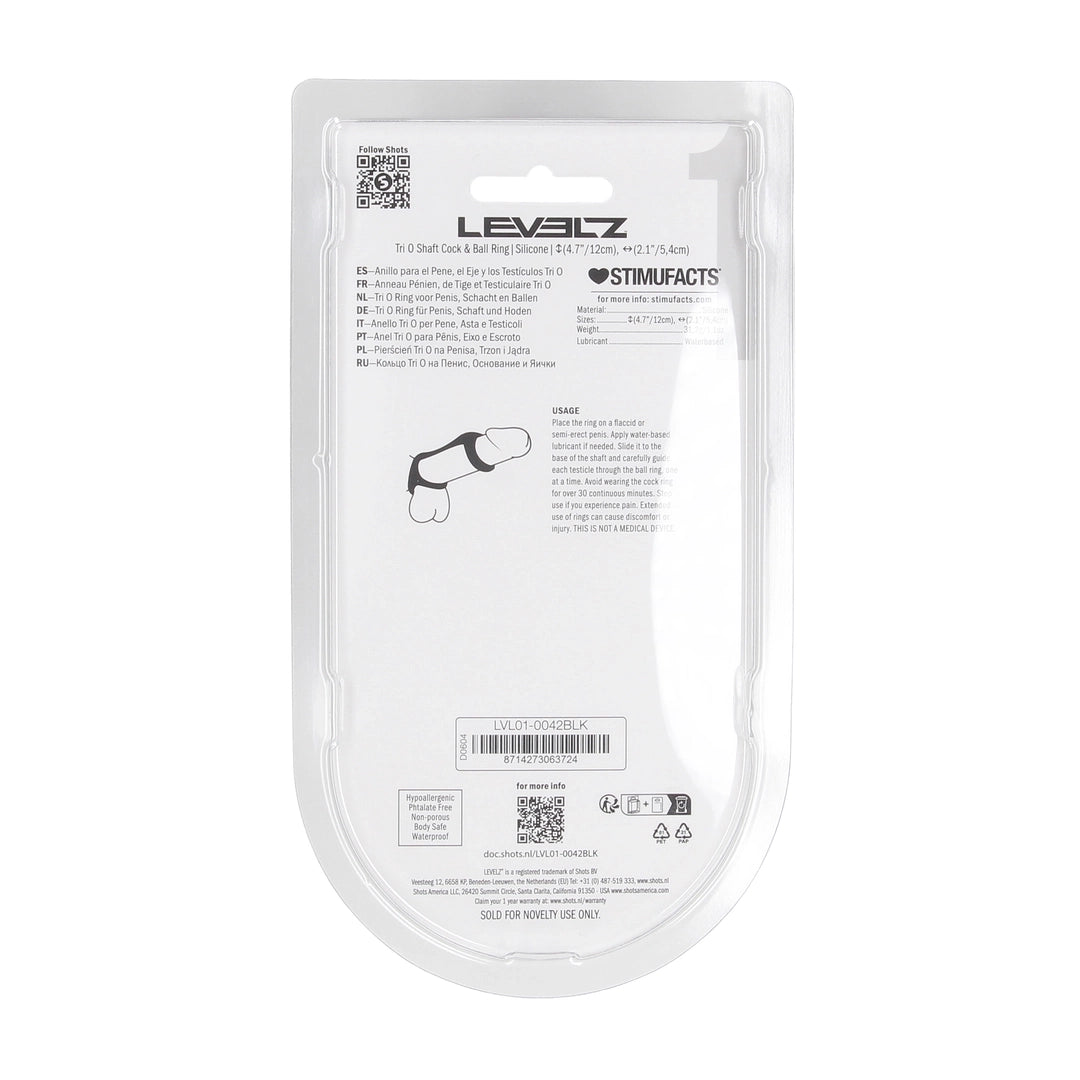 Levelz - Tri O Schaft-, Penis- und Hodenring schwarz