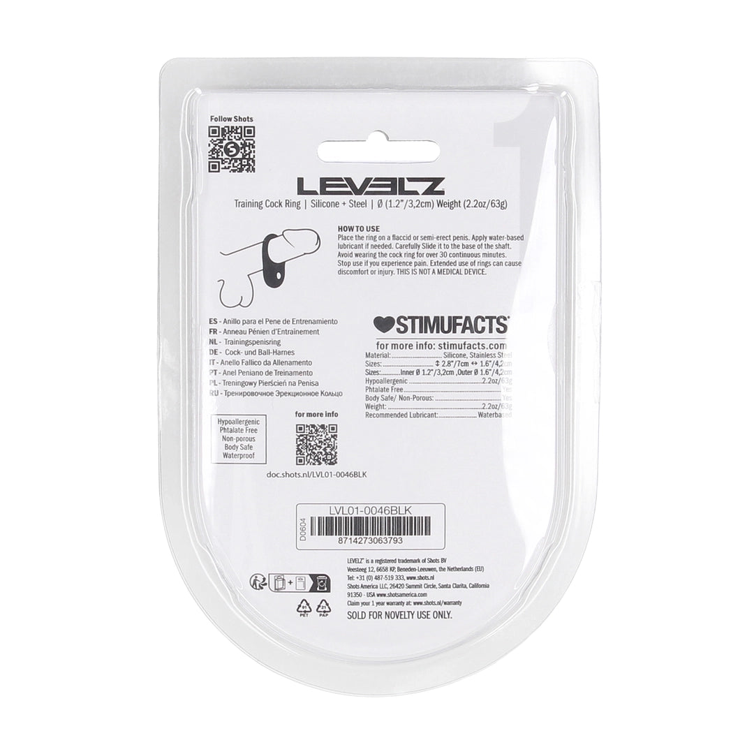 Levelz - Trainings-Penisring L mit einer Gewichtskugel schwarz