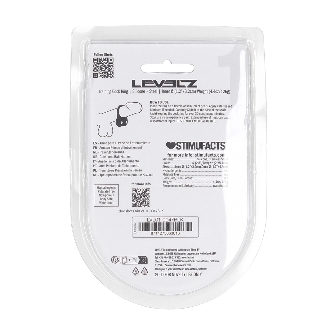 Levelz - Trainings-Penisring L mit zwei Gewichtskugeln schwarz