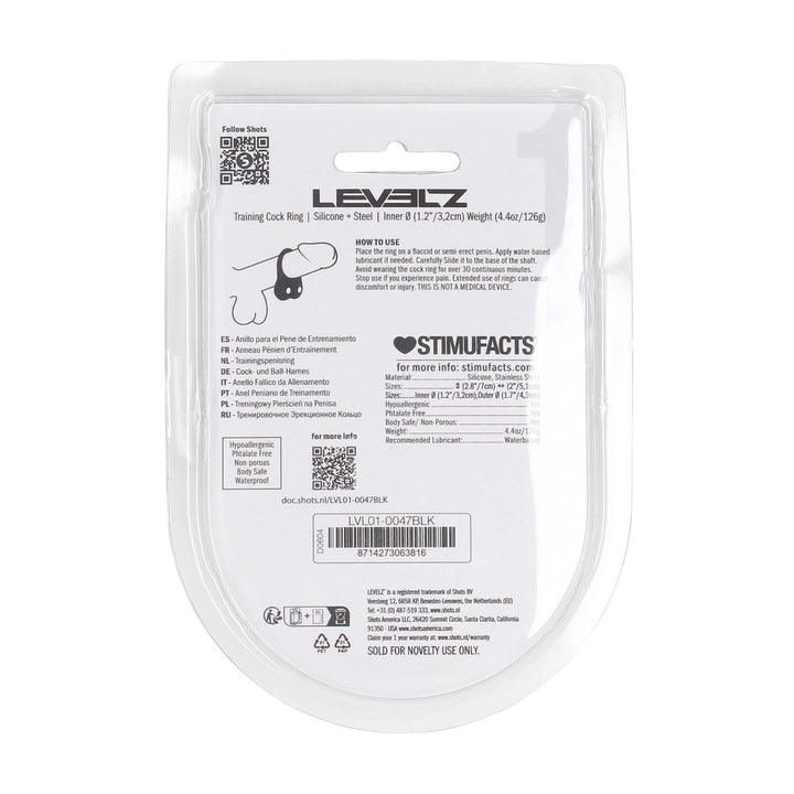 Levelz - Trainings-Penisring L mit zwei Gewichtskugeln schwarz