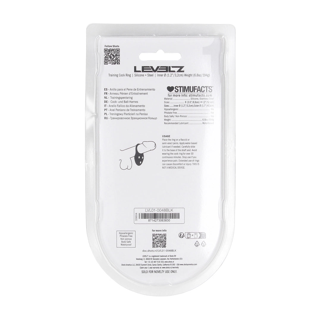 Levelz - Trainings-Penisring L mit drei Gewichtskugeln schwarz