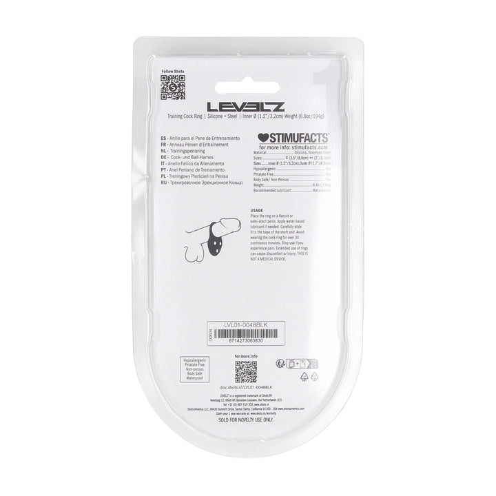 Levelz - Trainings-Penisring L mit drei Gewichtskugeln schwarz