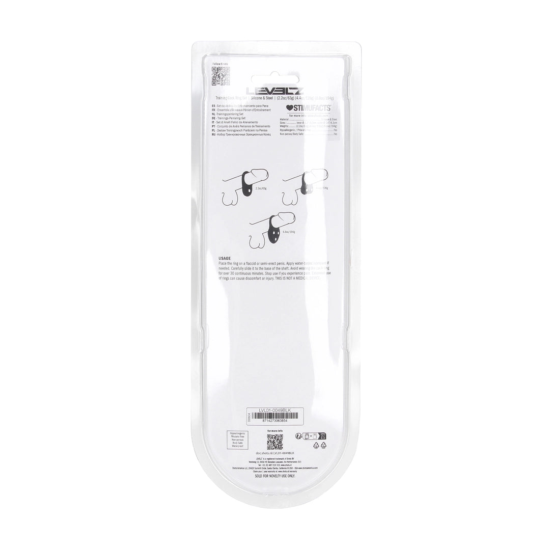 Levelz - Trainings-Penisring Set mit 3 Ringen S/M/L schwarz