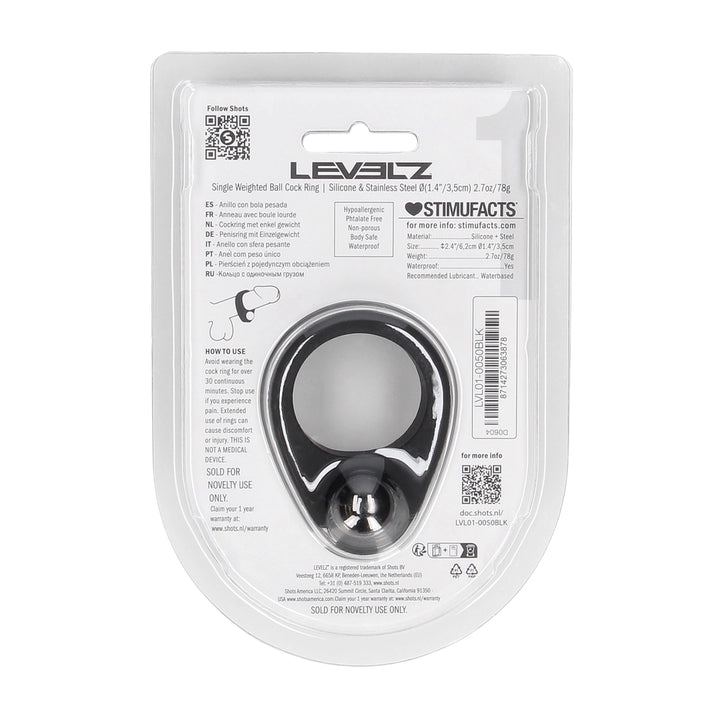 Levelz - Penisring mit einer Gewichtskugel schwarz