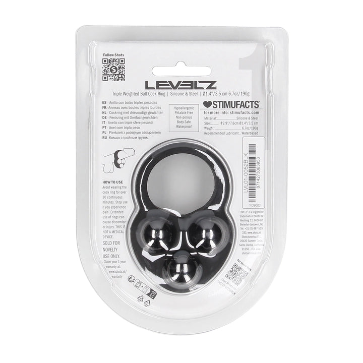 Levelz - Penisring mit 3 Gewichtskugeln schwarz