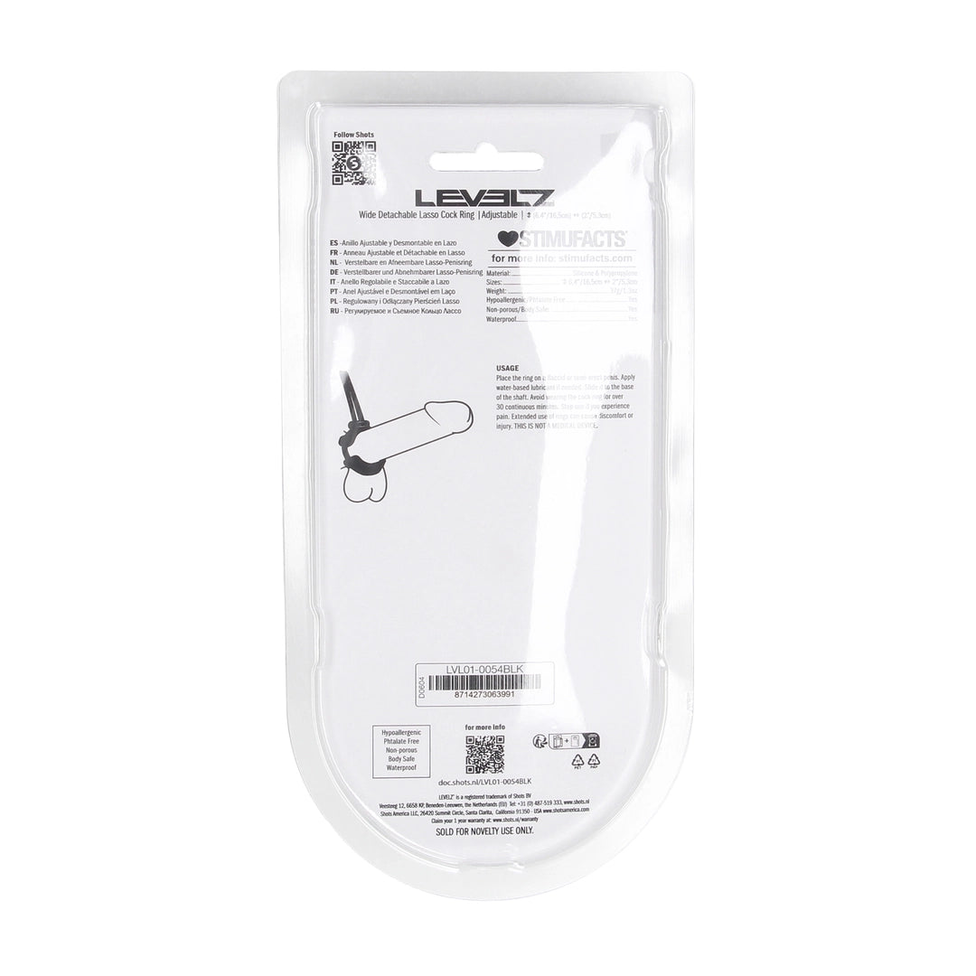 Levelz - Penisring mit abnehmbarer Silikonschlaufe schwarz