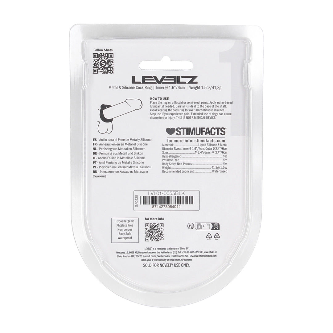 Levelz - Penisring mit Erektionskugeln und Metalverstärkung schwarz