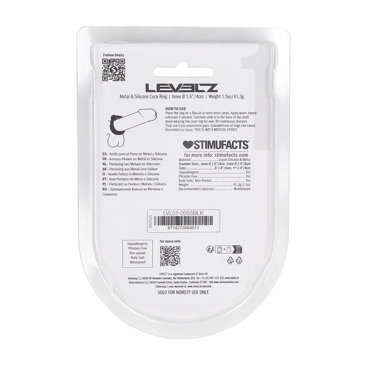 Levelz - Penisring mit Erektionskugeln und Metalverstärkung schwarz