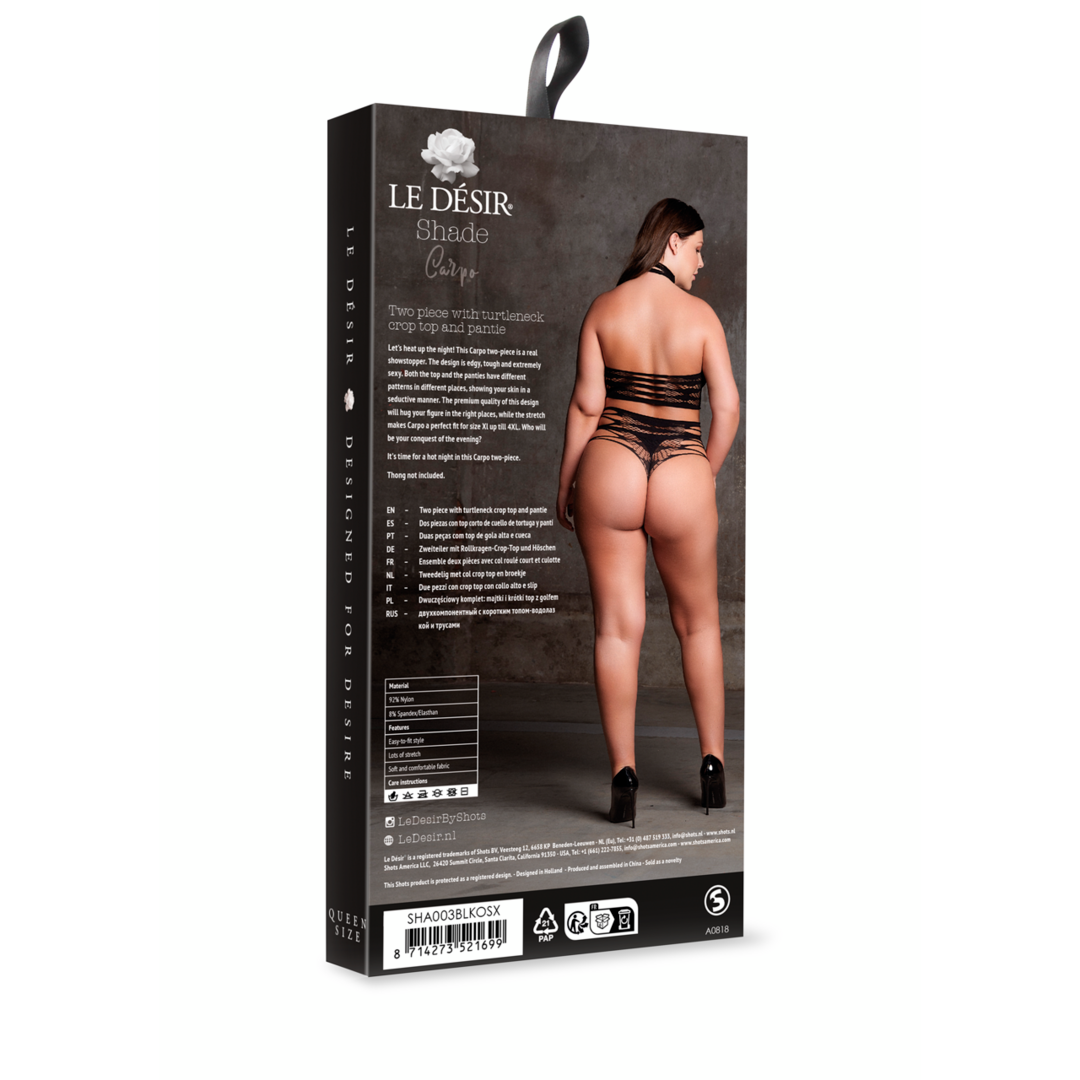 Carpo XLVI – Zweiteiliges Set mit Turtleneck, Crop-Top und Höschen von Le Désir schwarz Queensize