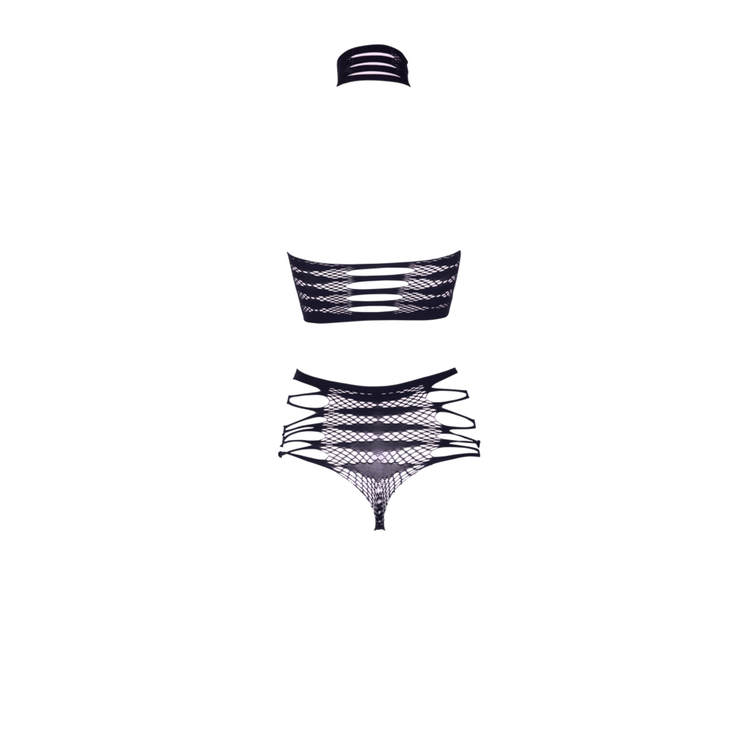 Carpo XLVI – Zweiteiliges Set mit Turtleneck, Crop-Top und Höschen von Le Désir schwarz