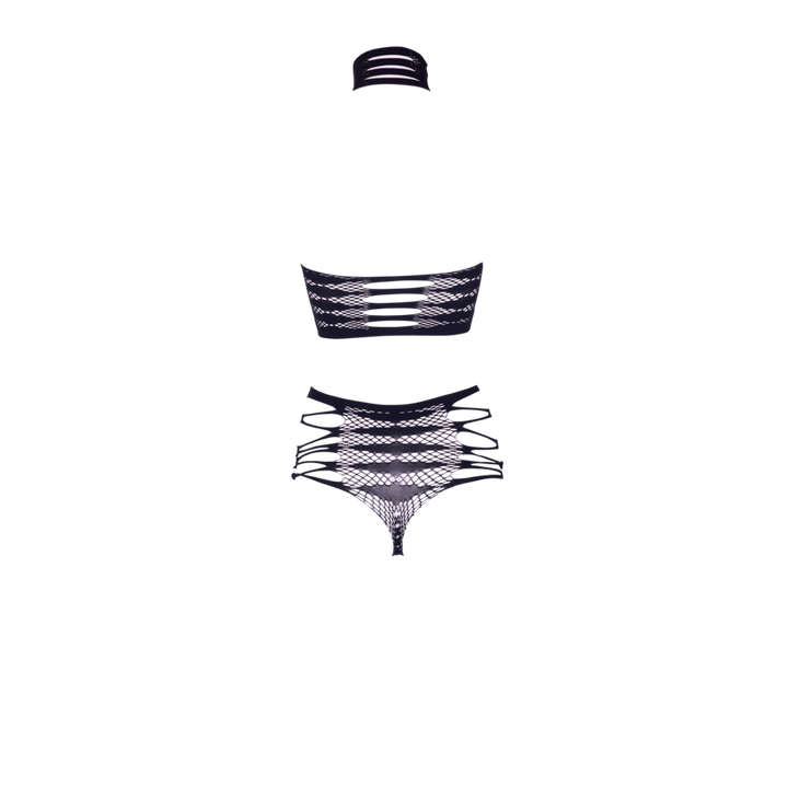 Carpo XLVI – Zweiteiliges Set mit Turtleneck, Crop-Top und Höschen von Le Désir schwarz