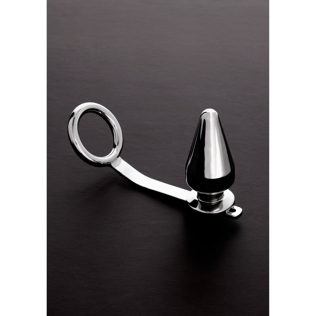 Shots Steel - Penisring (50mm) mit Plug (50x100mm)