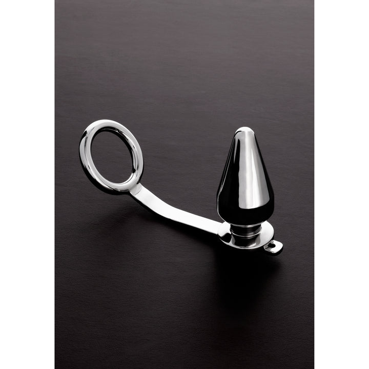 Shots Steel - Penisring (50mm) mit Plug (50x100mm)