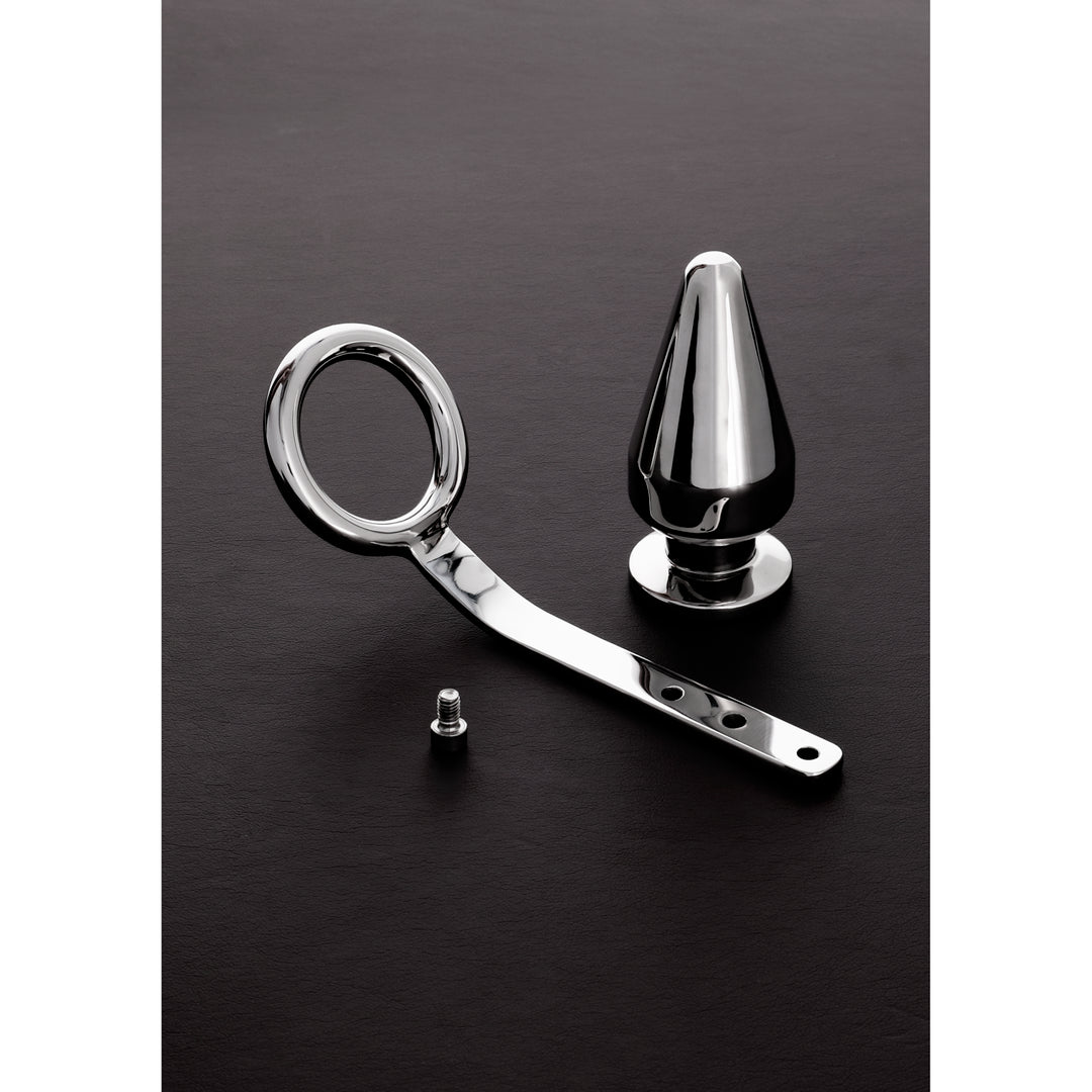 Shots Steel - Penisring (50mm) mit Plug (50x100mm)