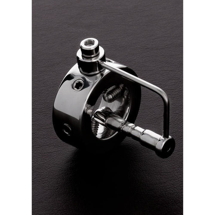Shots Steel - Penisring mit Dornenschrauben und Harnröhrenplug (25mm)