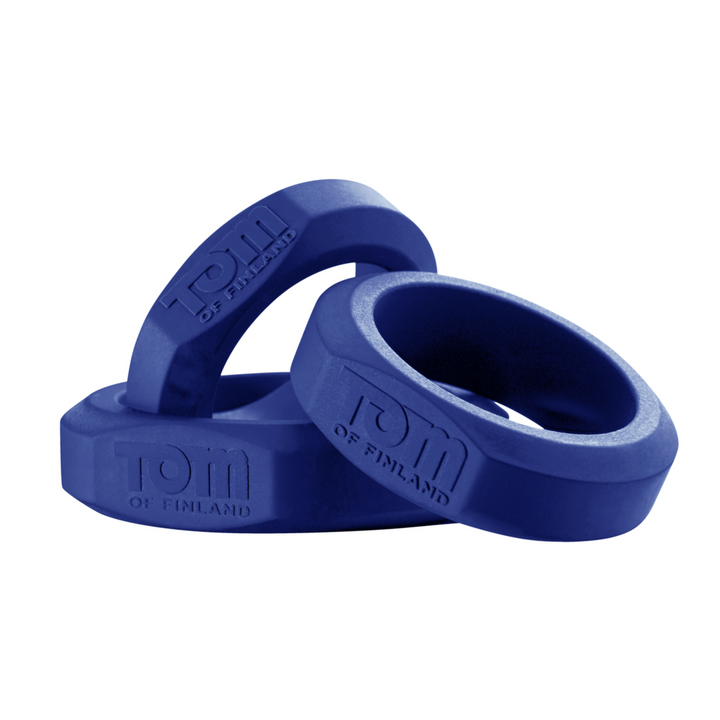Tom of Finland - Penisring-Set (3 Stück) - blau