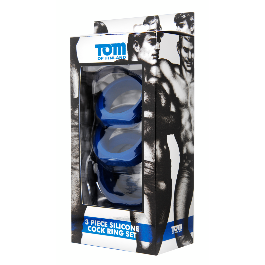 Tom of Finland - Penisring-Set (3 Stück) - blau