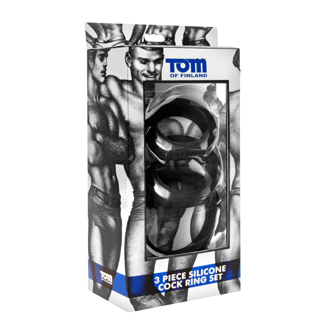 Tom of Finland - Penisring-Set (3 Stück) - schwarz