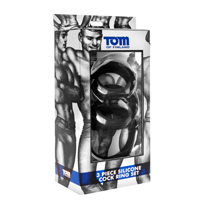 Tom of Finland - Penisring-Set (3 Stück) - schwarz