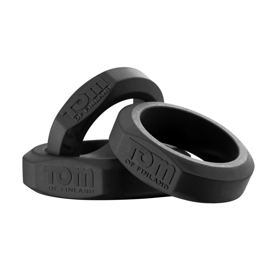 Tom of Finland - Penisring-Set (3 Stück) - schwarz