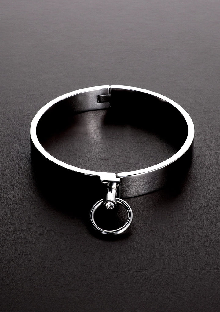 Shots Steel - klassisches Sklavenhalsband mit Schmuckstein - 38 cm