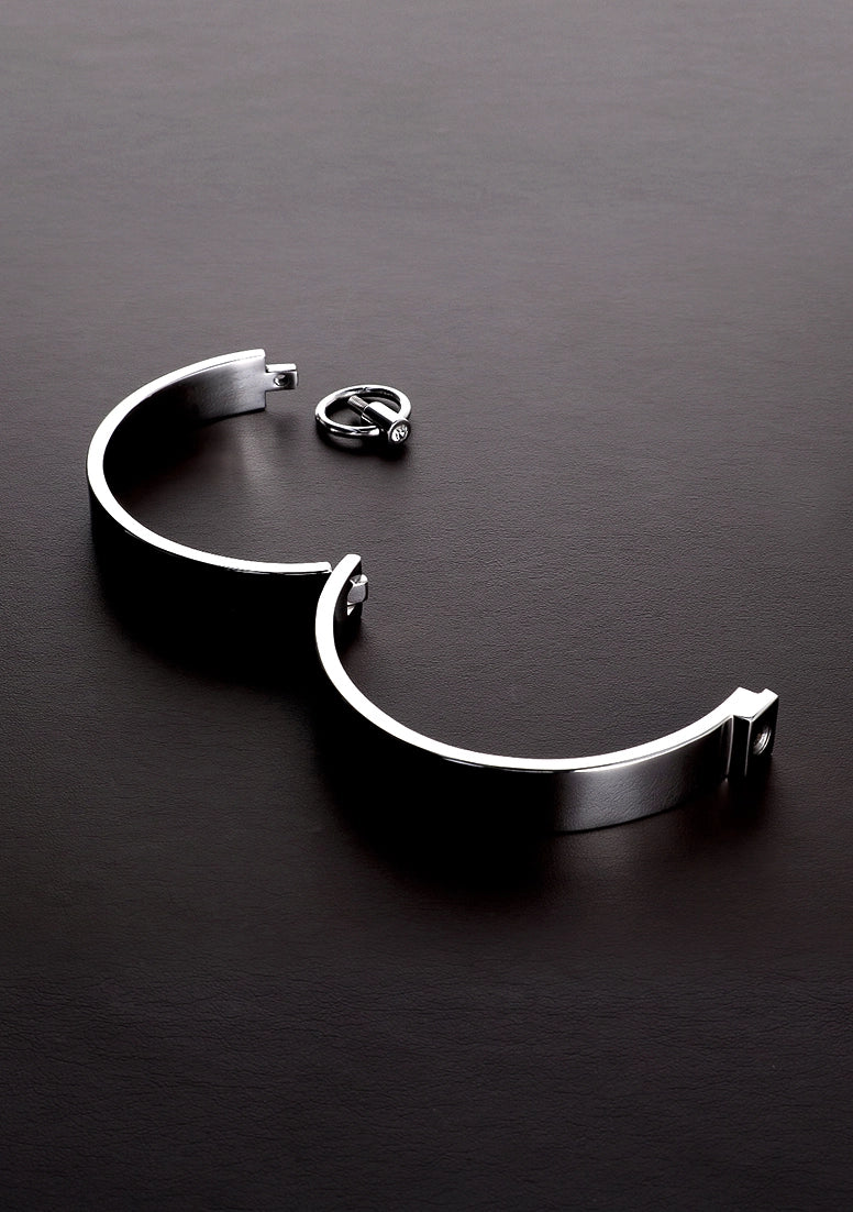 Shots Steel - klassisches Sklavenhalsband mit Schmuckstein - 38 cm